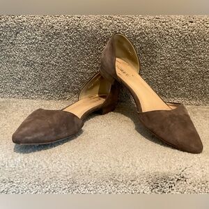 J. Crew Factory Suede D’Orsay Flats, Taupe, Size 6